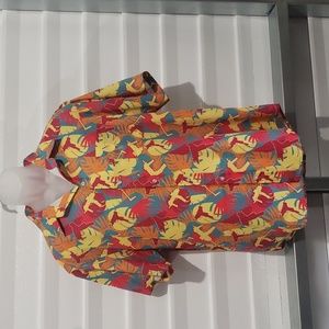 Men's Tropical Short Sleeve Button-Down Shirt - Vibrant Multi